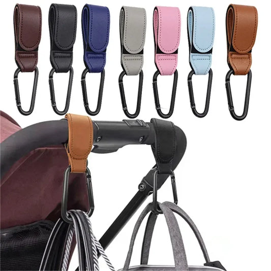 1/2Pcs PU Leather Baby Stroller Hook for Pram Rotate 360 Degree Rotatable Cart Organizer Pram Hook Stroller Accessories