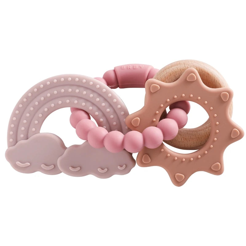 1Pc Silicone Teether,Food Grade Baby 0-12 Toys,Teething Ring Sensory Toys for Toddlers,Silicone Animal Soothing Toys Accessories