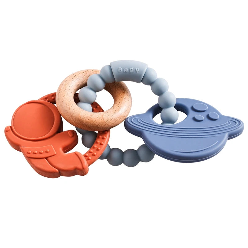 1Pc Silicone Teether,Food Grade Baby 0-12 Toys,Teething Ring Sensory Toys for Toddlers,Silicone Animal Soothing Toys Accessories