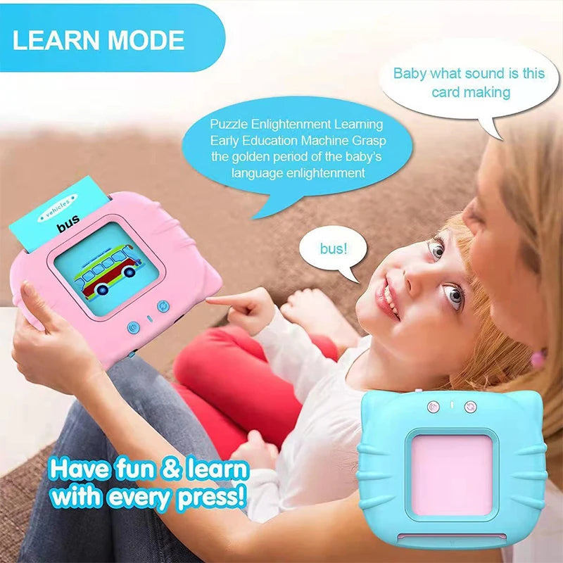 Early Education Flash Card Machine Cat Shape Learning Talking Language English Electronic Audio Book Toy Children Birthday Gift