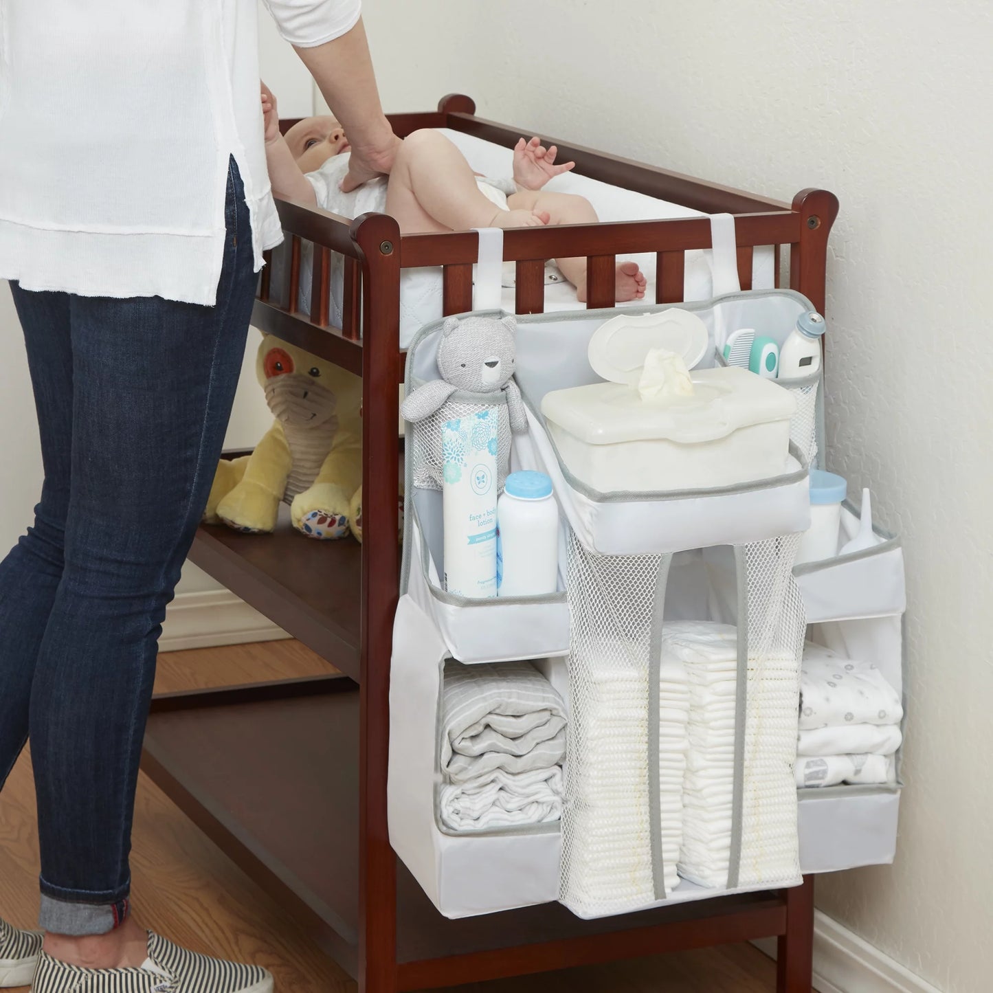 LA Baby Diaper Caddy and Nursery Organizer for Baby'S Essentials - White